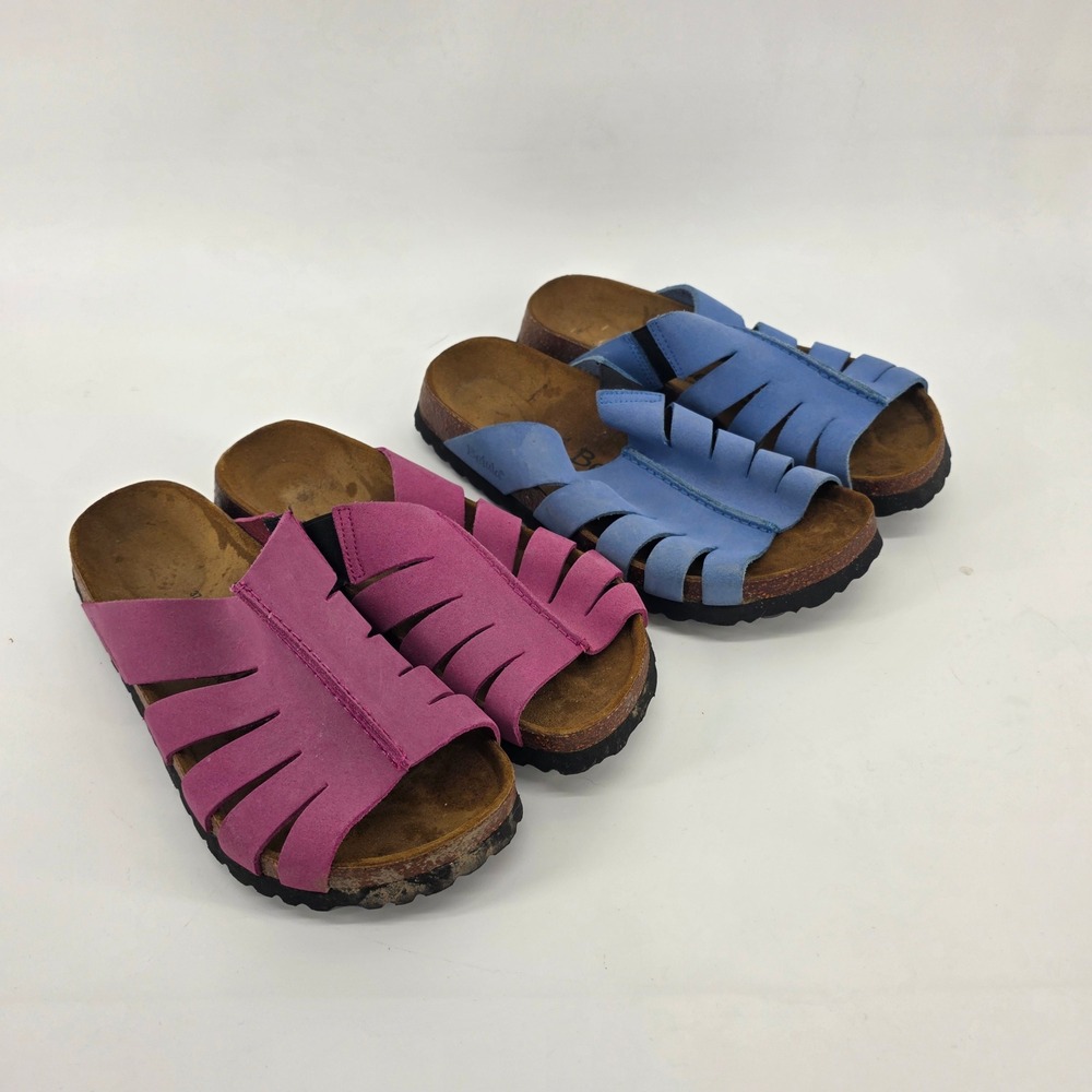 Betula by Birkenstock Women 37 Sandals Bundle Blue Pink Leather Slides 2 Pairs